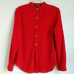LAUREN RALPH LAUREN | Red Eyelet Tunic Shi…